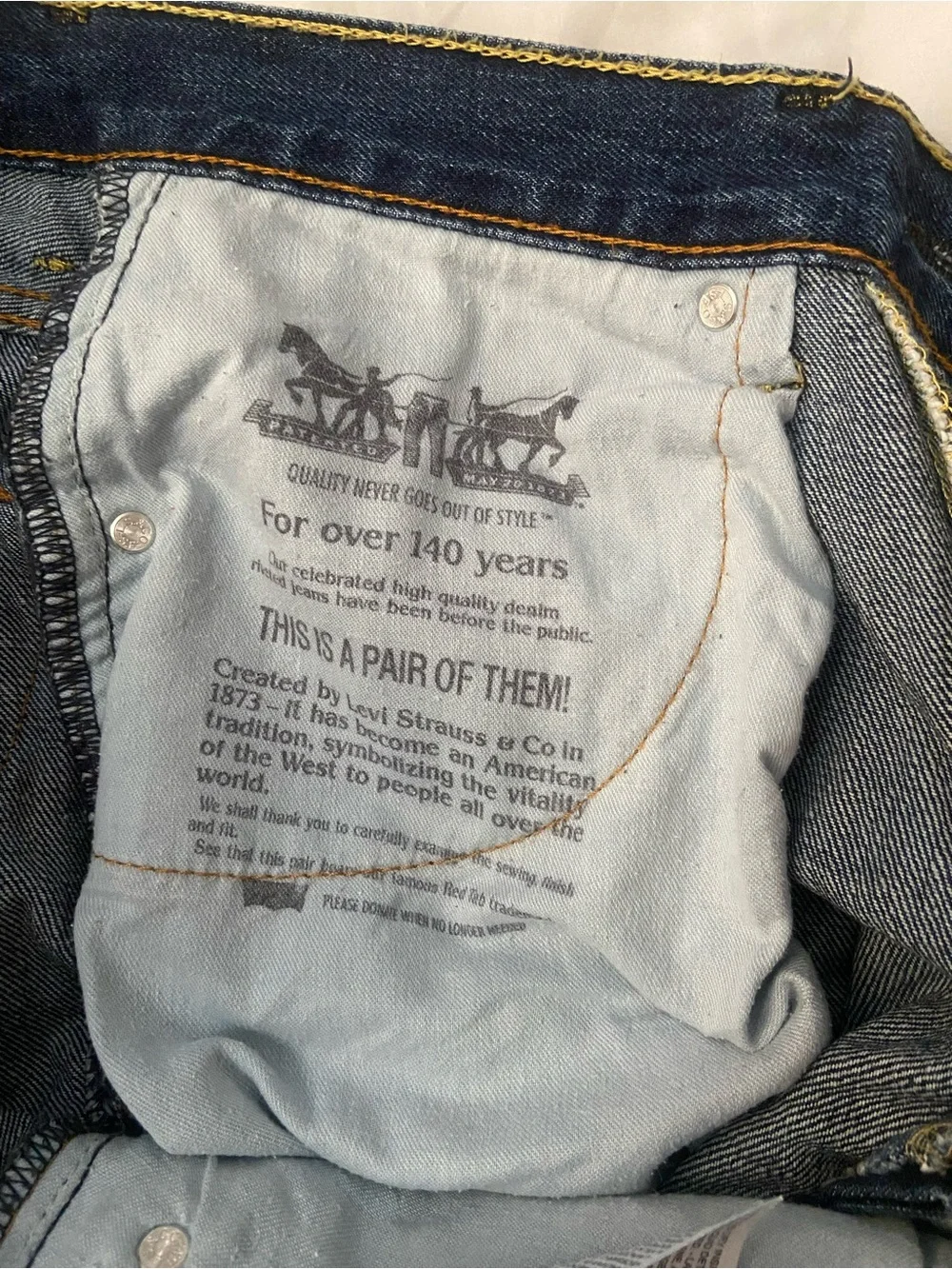 Vintage Levi's Men's Straight Jeans in Deep Blue Denim
